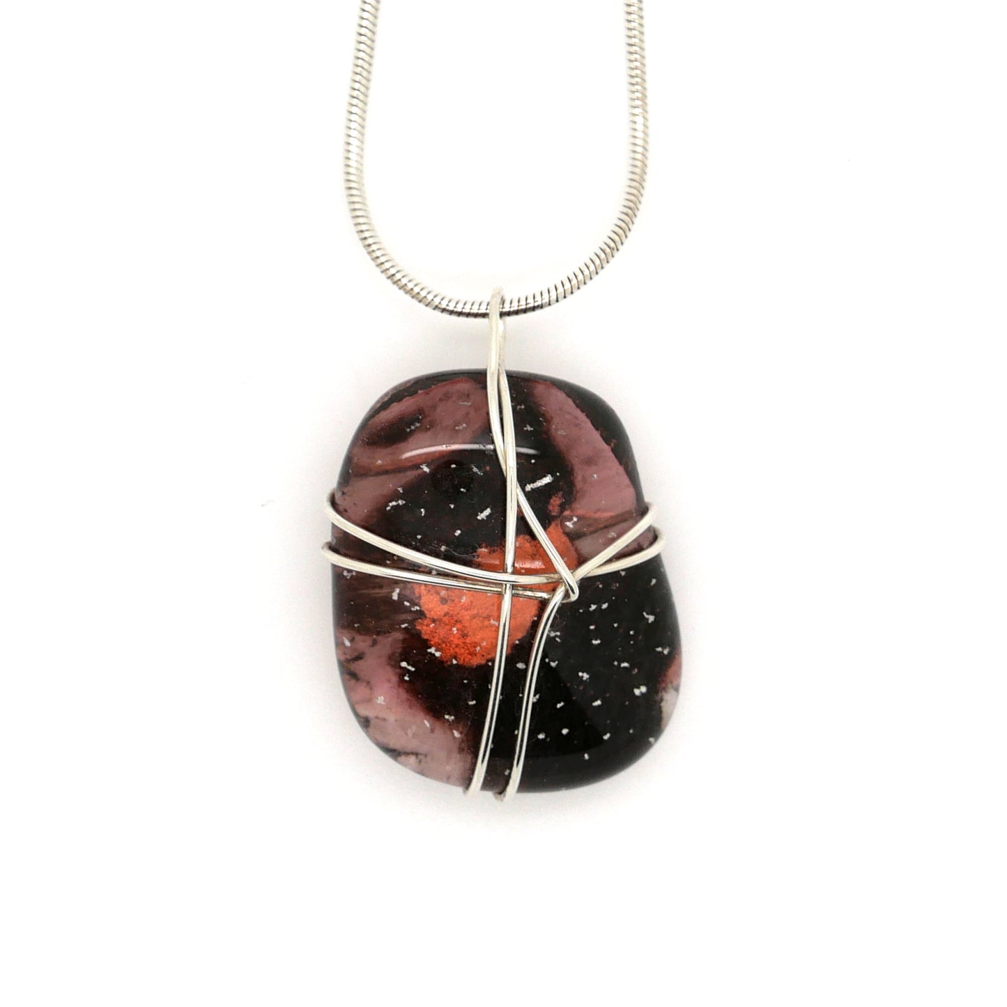 Brown Wire Wrapped Glass Pendant