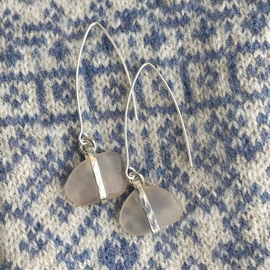 Frosted Sea glass drop Earrings