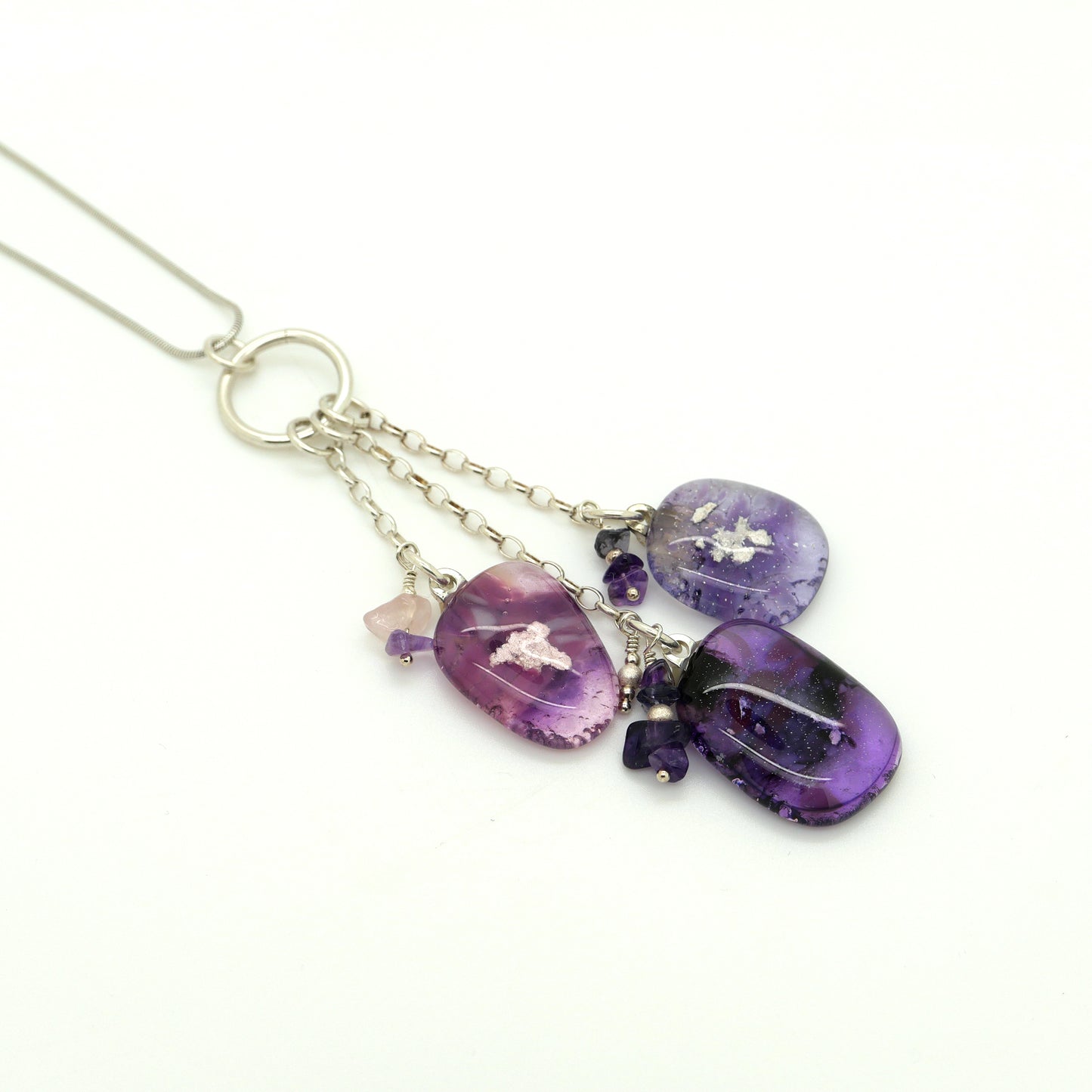 Purple and Pink Cluster Necklace