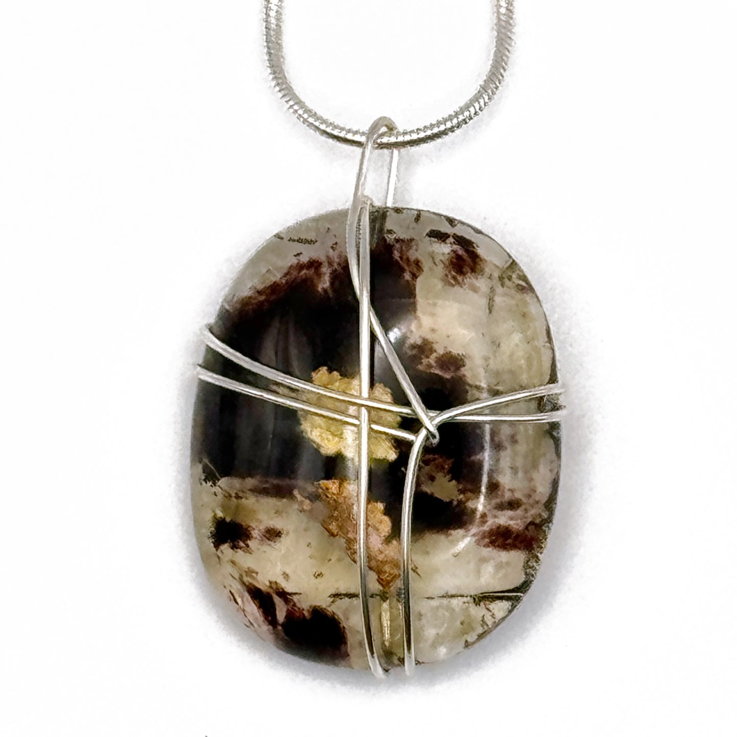 Sage Wire Wrapped Glass Pendant 2