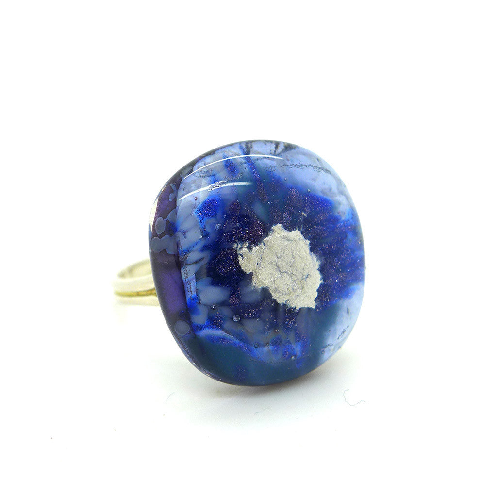 Indigo Fused Glass Ring