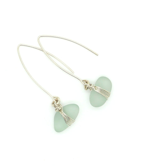 Aqua Sea glass drop Earrings