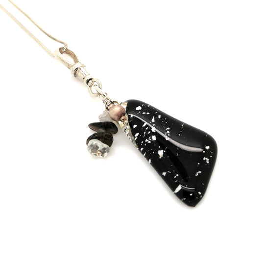 Black Glass Charm Necklace