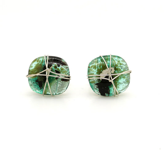 Green Fused Glass Cufflinks