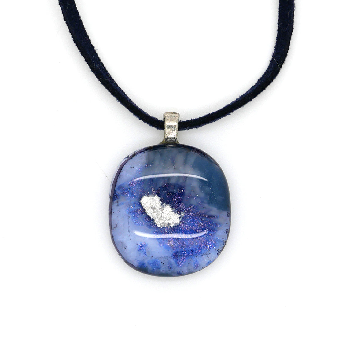 Indigo Blue Fused Glass Pendant