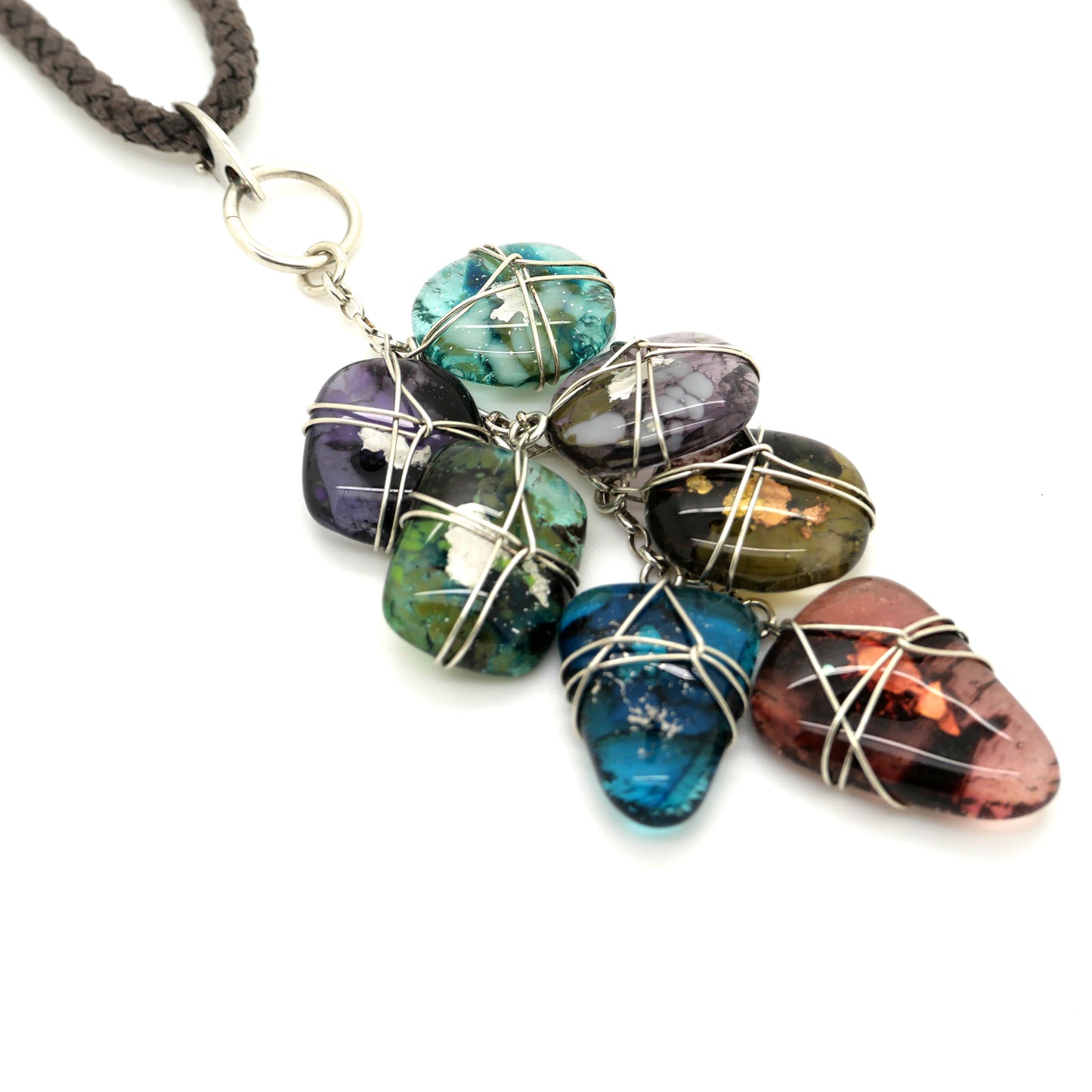 7 Piece Fused Glass Cascade Necklace