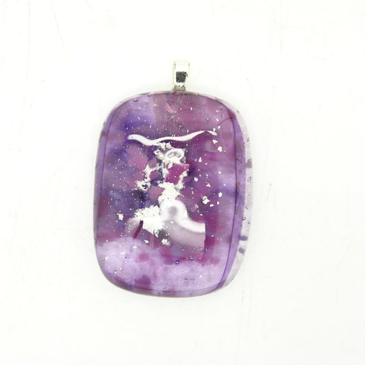 Purple Plain Fused Glass Pendant