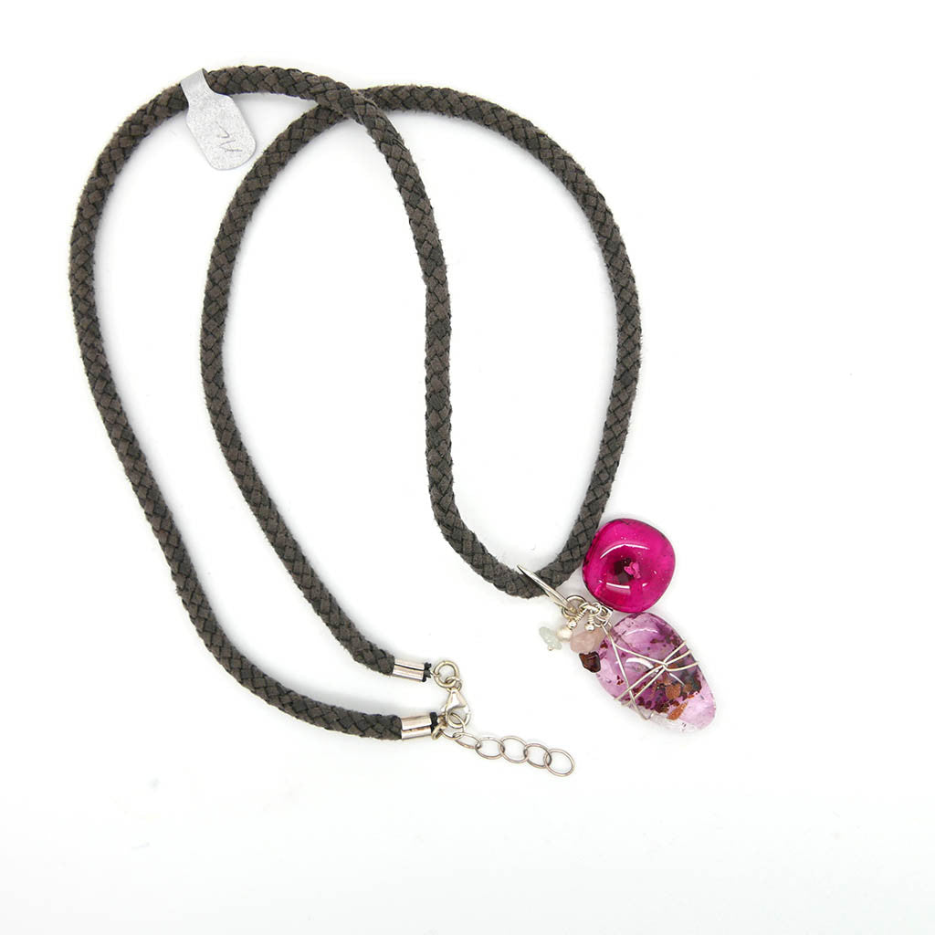 Pink Glass Charm Necklace