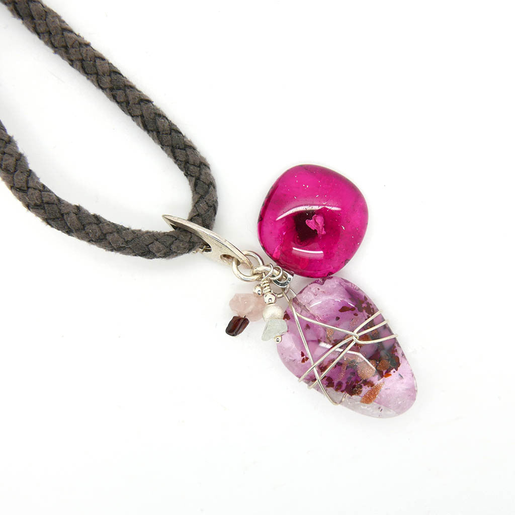 Pink Glass Charm Necklace