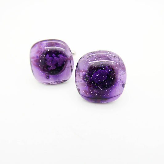 Purple Fused Glass Cufflinks