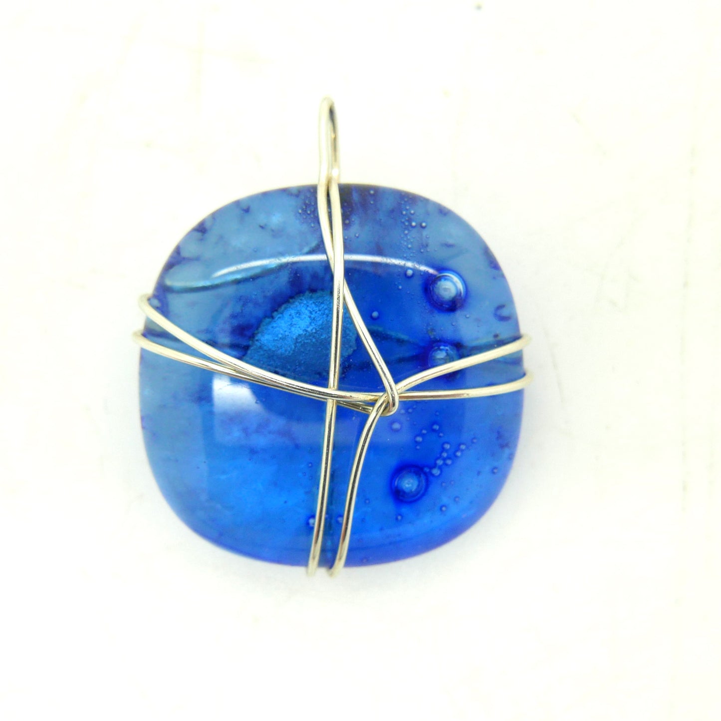 Blue Wire Wrapped Pendant